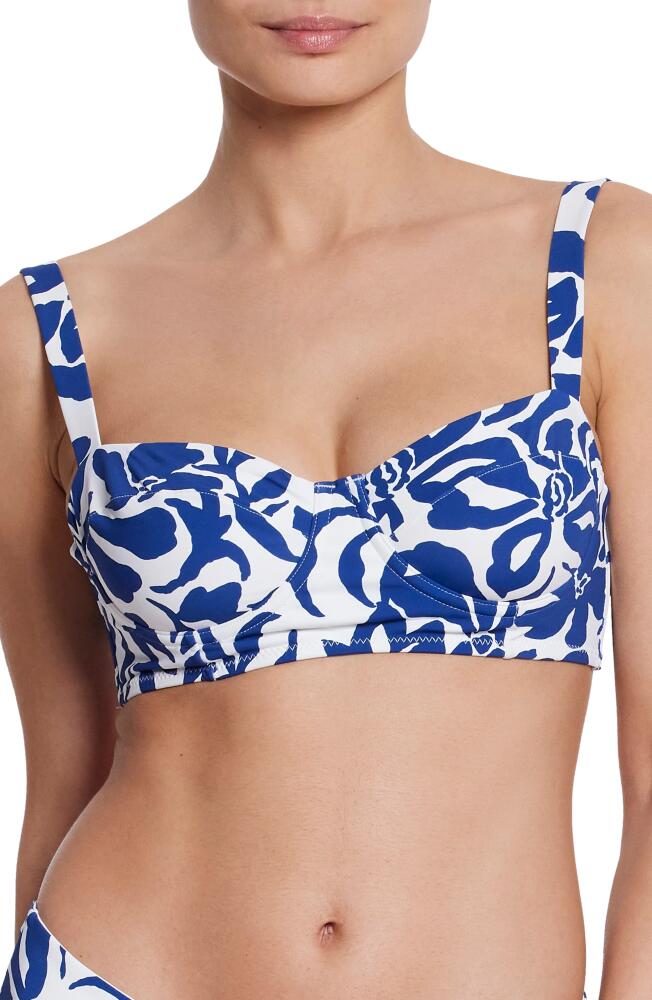 Hanky Panky Balconette Bikini Top in Poolside Blue Print Cover