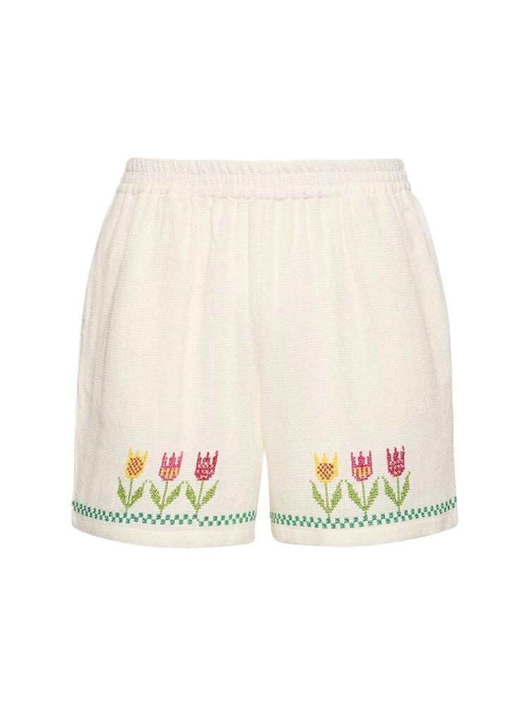 HARAGO Tulip Cross Embroidered Shorts Cover