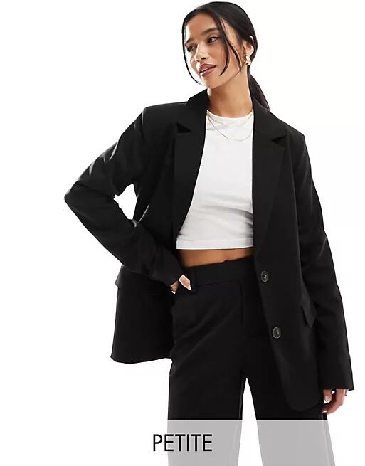 Vila Petite mix and match loose fit blazer in black - part of a set Cover