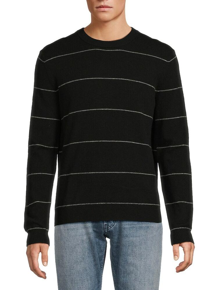 Amicale Men's Classic Fit Striped Cashmere Sweater - Black Cover