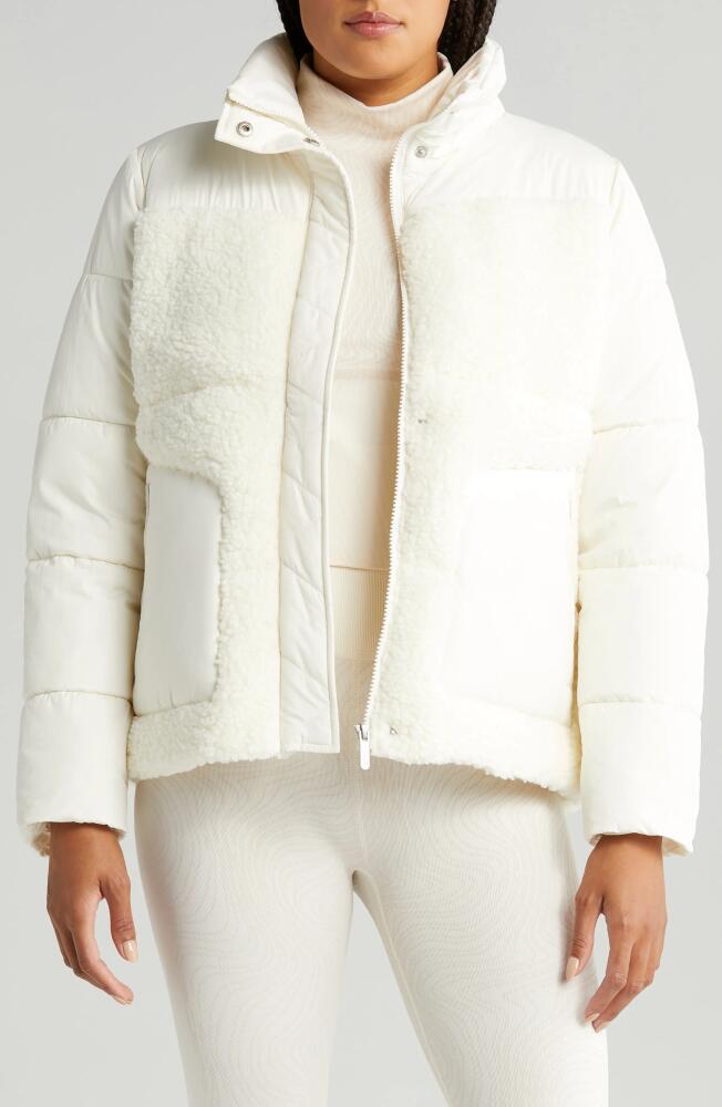 zella Hybrid Faux Shearling Puffer Jacket in Ivory Egret Cover