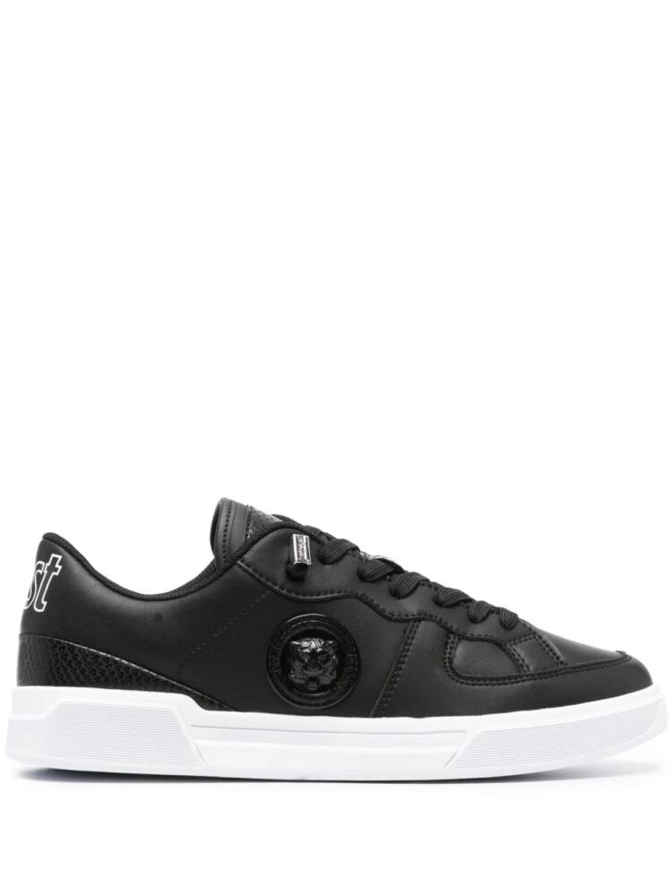 Just Cavalli logo-patch leather sneakers - Black Cover