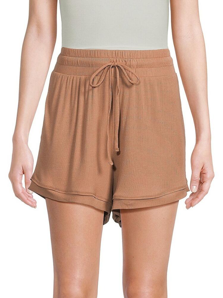 Rachel Parcell Women's Ribbed Pajama Shorts - Camel Cover