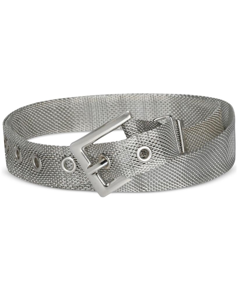 Calvin Klein Women's Thin Minimalist Metallic Mesh Dress Belt - Silver Cover