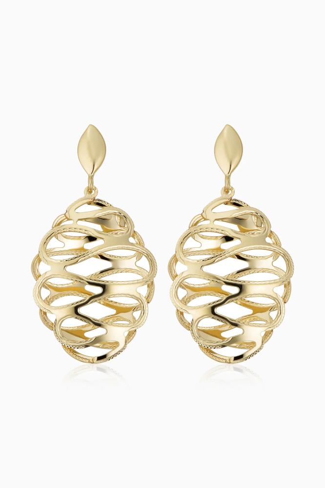 Oradina 14K Yellow Gold Revello Oval Drop Earrings Cover