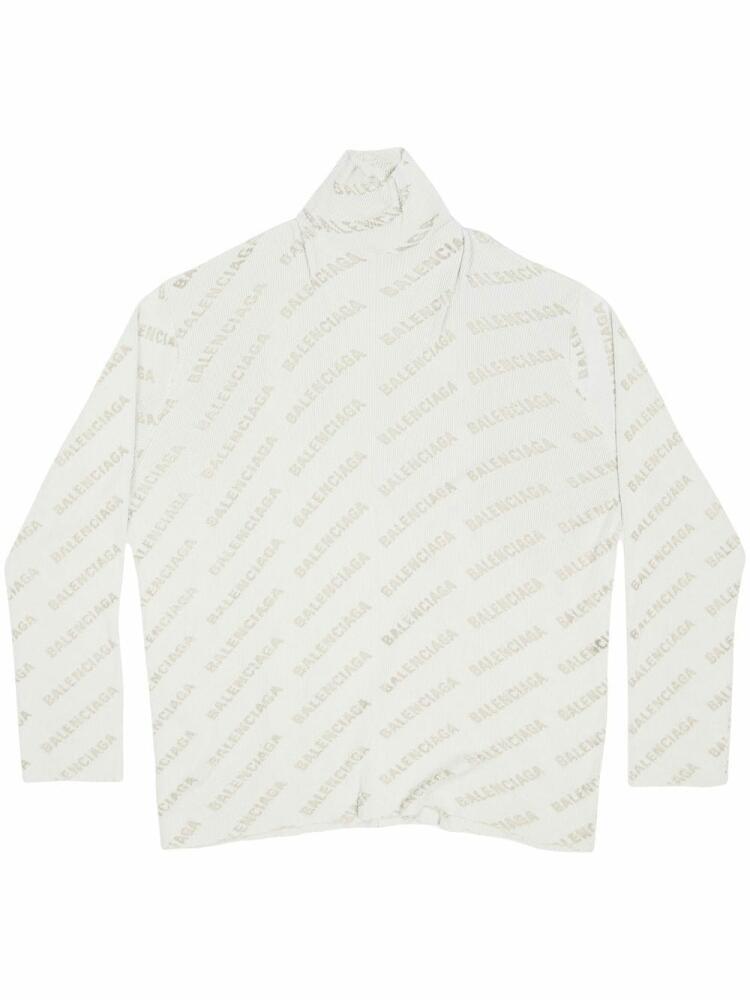 Balenciaga logo-print ribbed-knit jumper - Grey Cover