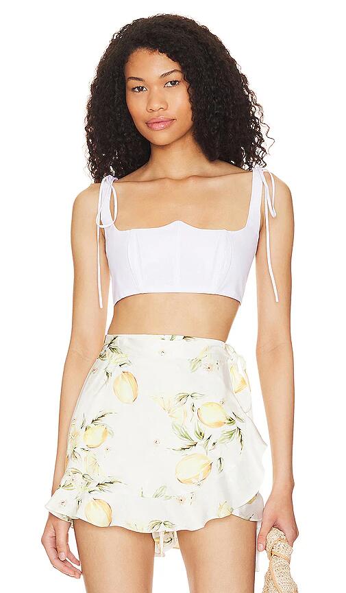 For Love & Lemons Layla Crop Top in White Cover