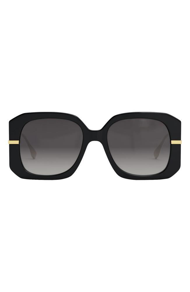 'Fendigraphy 55mm Geometric Sunglasses in Shiny Black /Gradient Smoke Cover