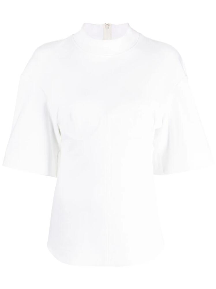 ALESSANDRO VIGILANTE funnel-neck short-sleeve blouse - White Cover