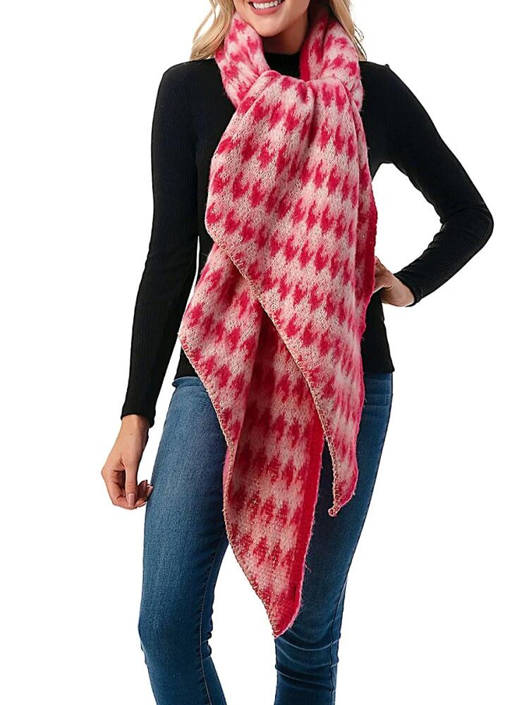 MARCUS ADLER Women's Houndstooth Whipstitch Scarf - Pink Cover