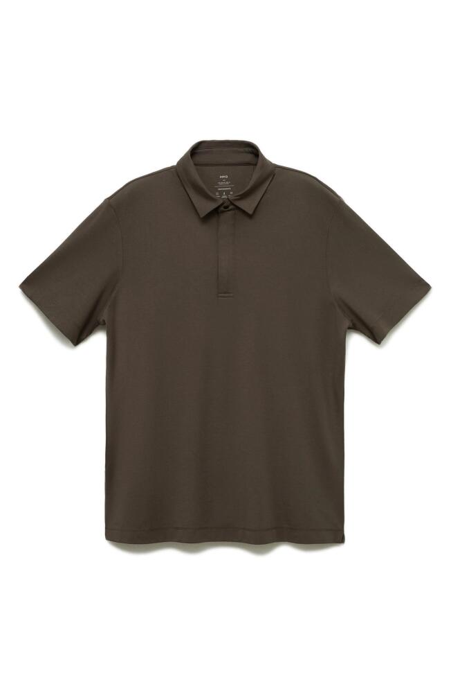 MANGO Stretch Performance Polo in Brown Cover