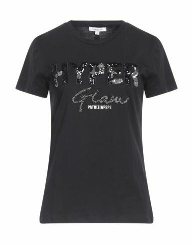 Patrizia Pepe Woman T-shirt Black Cotton, Polyester Cover