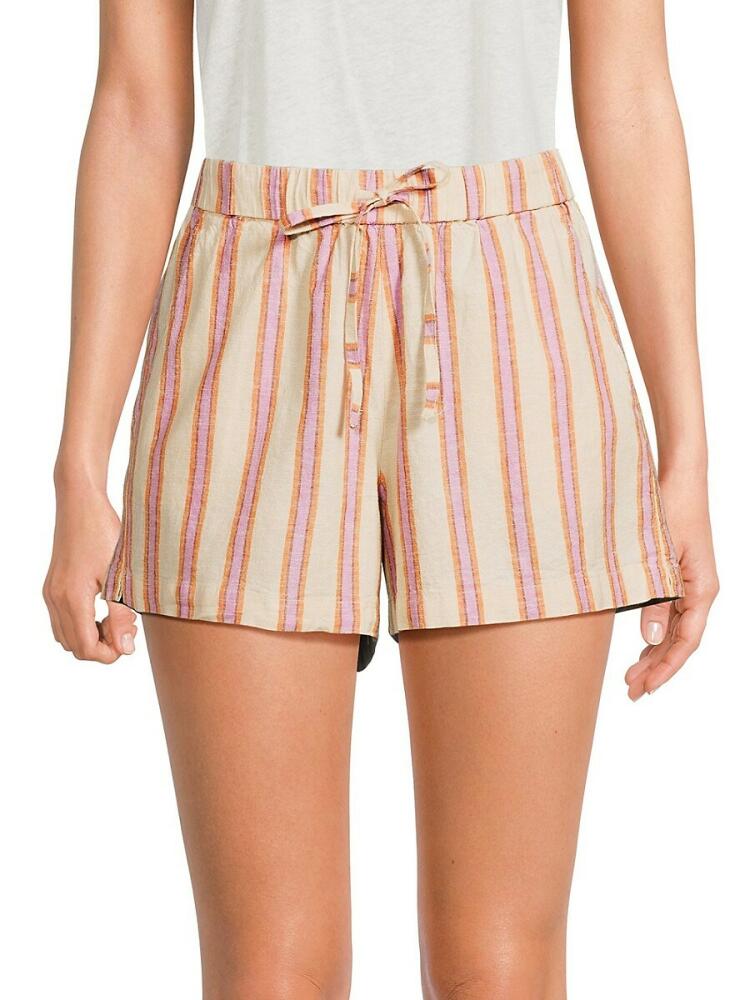 Marine Layer Women's Striped Drawstring Shorts - Pink Multi Cover