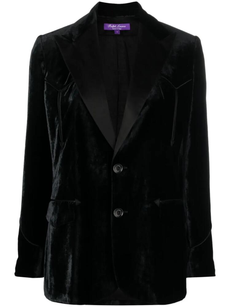 Ralph Lauren Collection satin-trim single-breasted velvet blazer - Black Cover