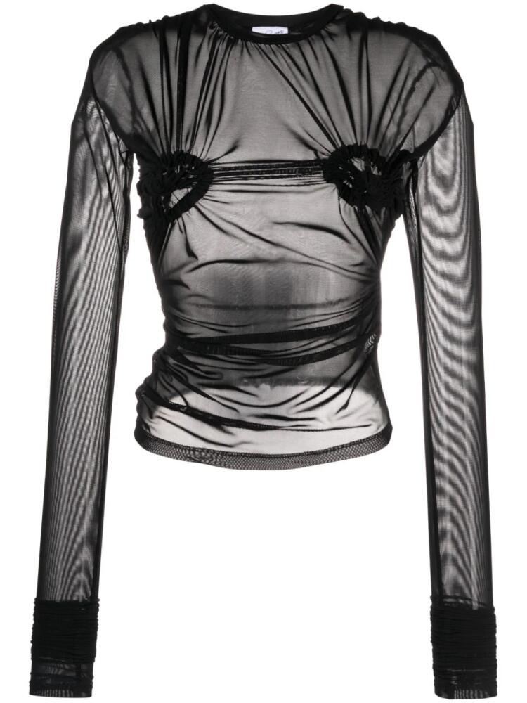 Vaquera ruched detailed mesh top - Black Cover