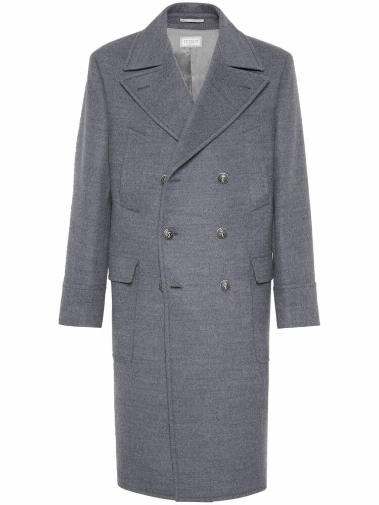 Brunello Cucinelli double-breasted wool coat - Grey Cover