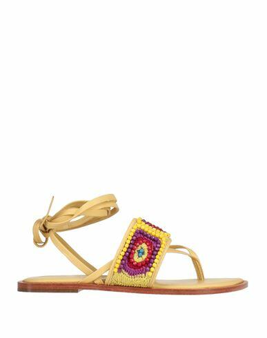 Coral Blue Woman Thong sandal Light yellow Textile fibers Cover