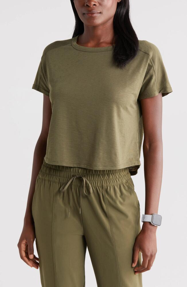 zella Spark Boxy Slub T-Shirt in Olive Night Cover