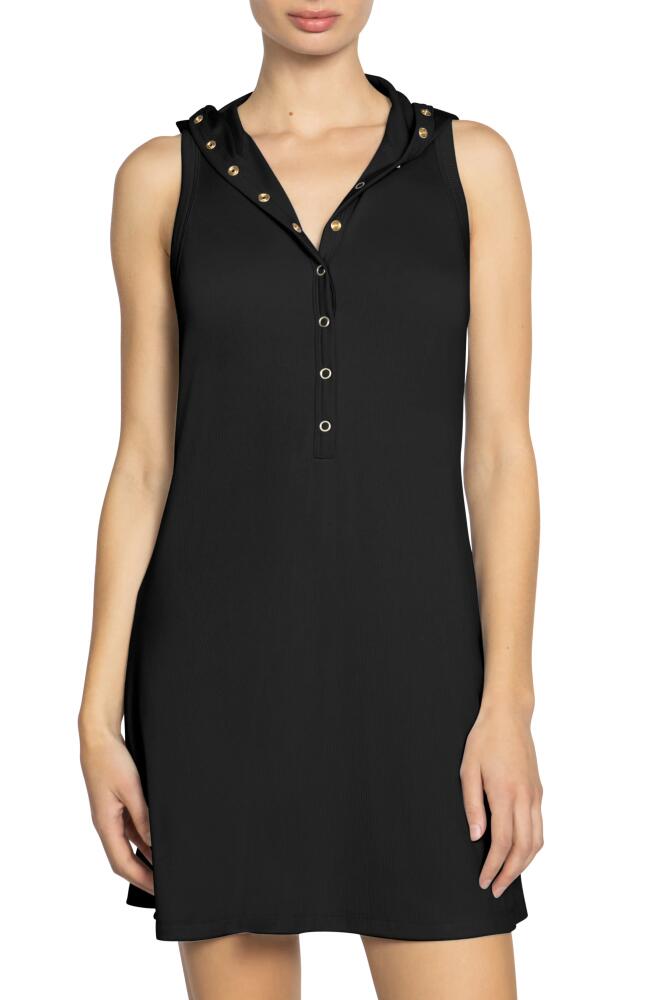 Robin Piccone Amy Hooded Cover-Up Minidress in Black Cover