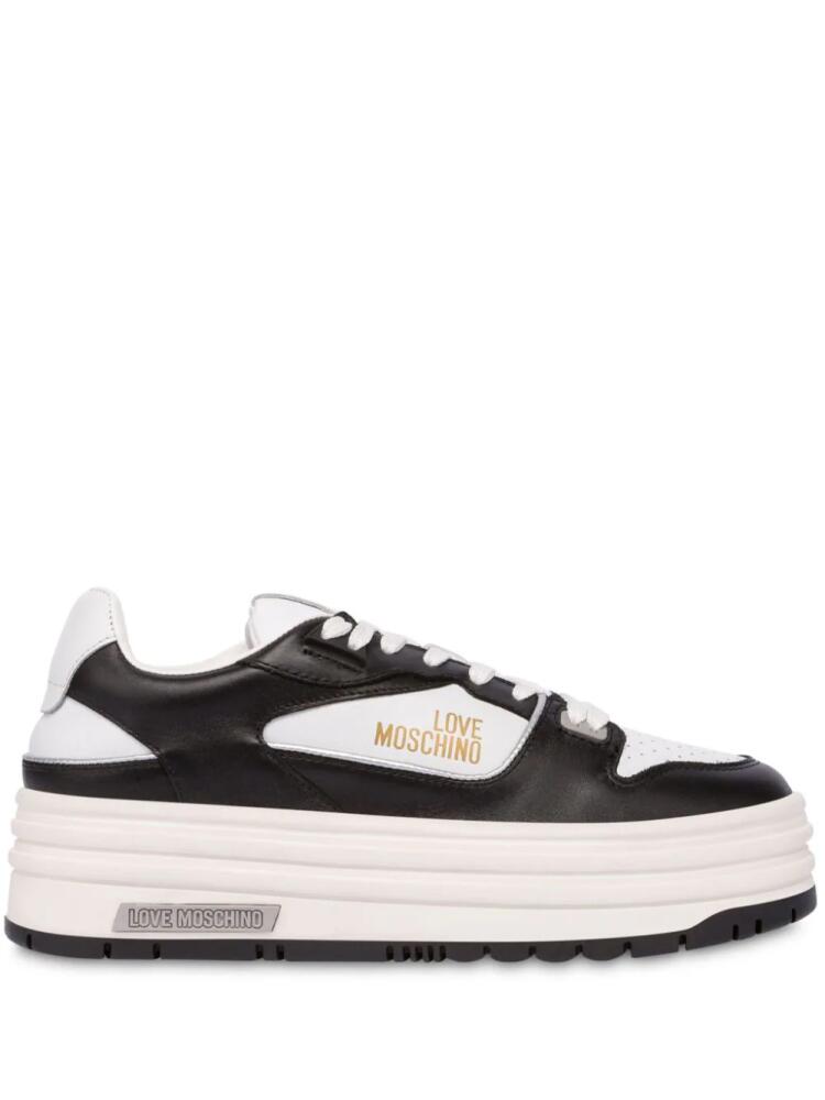 Love Moschino heart-print lace-up sneakers - Black Cover