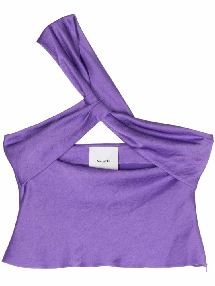 Nanushka Alvin twist-detail satin top - Purple Cover