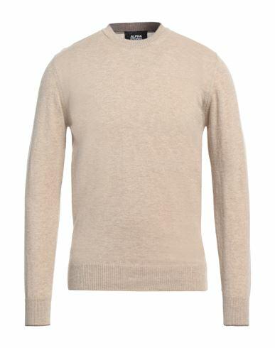 Alpha Studio Man Sweater Beige Geelong Wool Cover