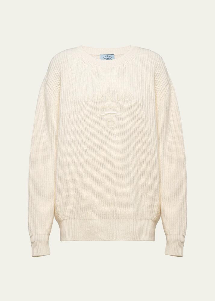 Prada Logo-Embroidered Wool Cashmere Sweater Cover