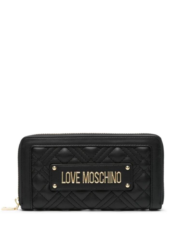 Love Moschino logo-plaque quilted wallet - Black Cover