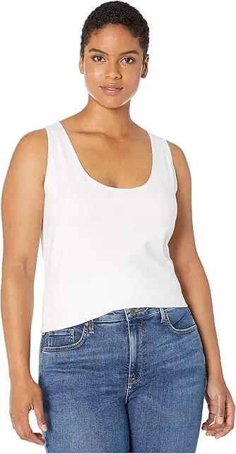 Lysse Plus Size Cotton Tank Top (White) Women's Clothing Cover