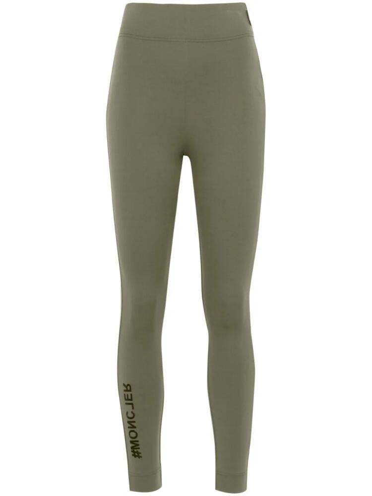 Moncler Grenoble high-waist rubberised-logo leggings - Green Cover