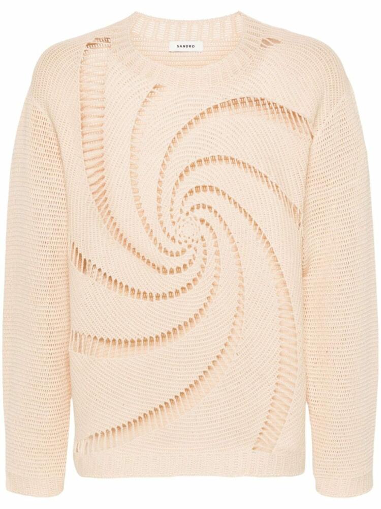 SANDRO swirl-pattern open-knit jumper - Neutrals Cover