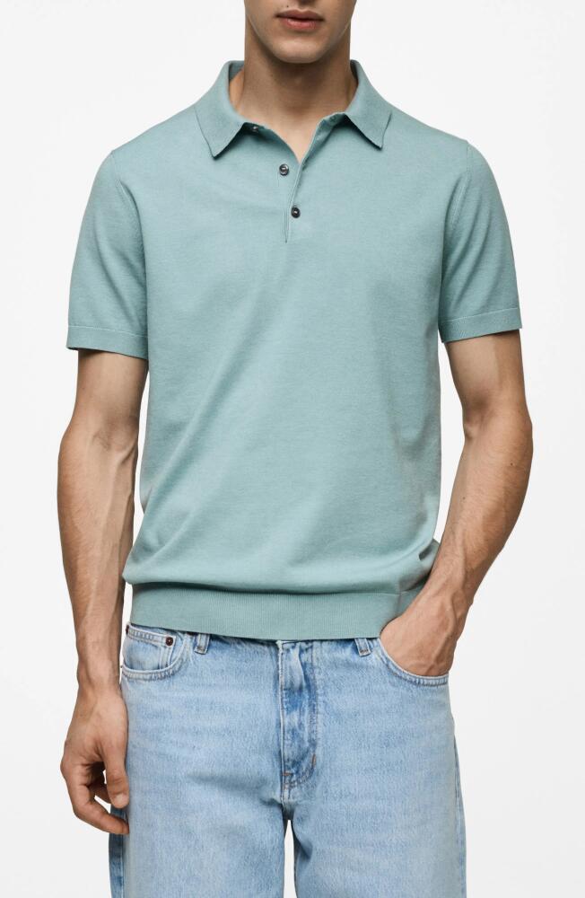 MANGO Fine Knit Polo in Turquoise Cover