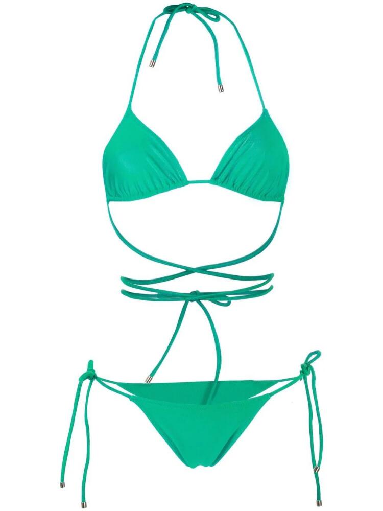 Manokhi wraparound tied bikini set - Green Cover