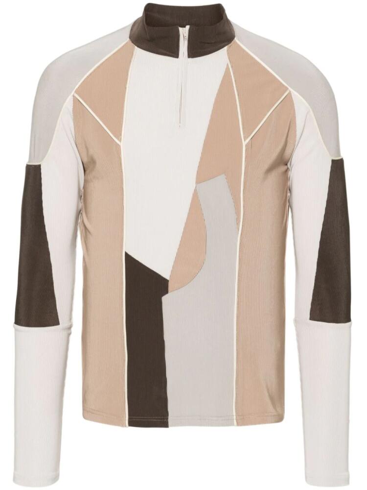 Feng Chen Wang patchwork quarter-zip jersey - Neutrals Cover