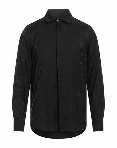 John Richmond Man Shirt Black Viscose, Cotton Cover