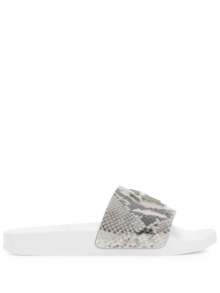 Giuseppe Zanotti Brett snake-print sliders - White Cover