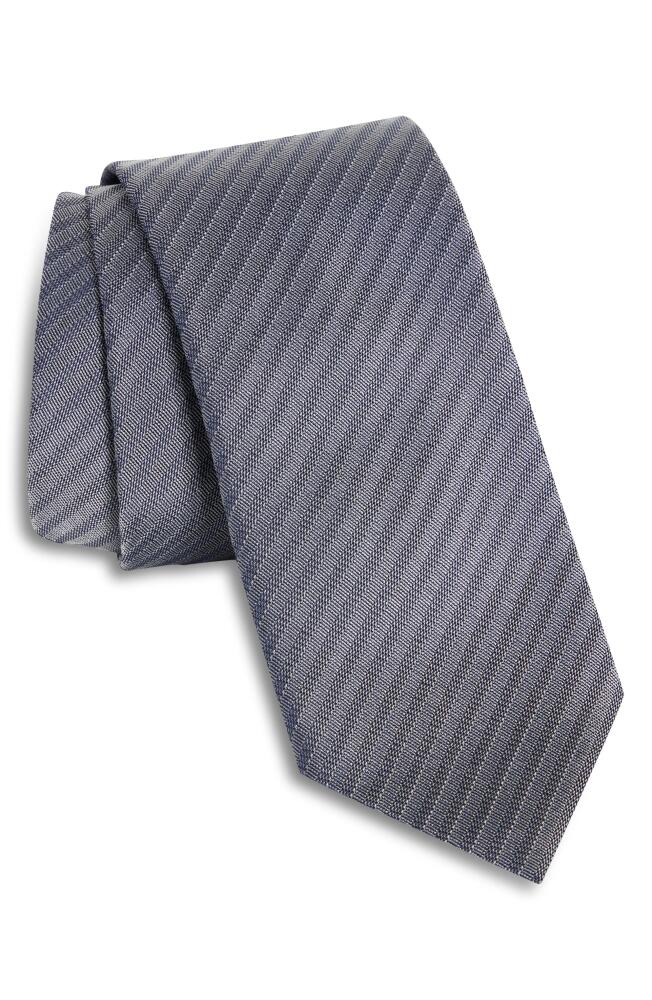 ZEGNA TIES Textured Stripe Silk Tie in Navy Cover