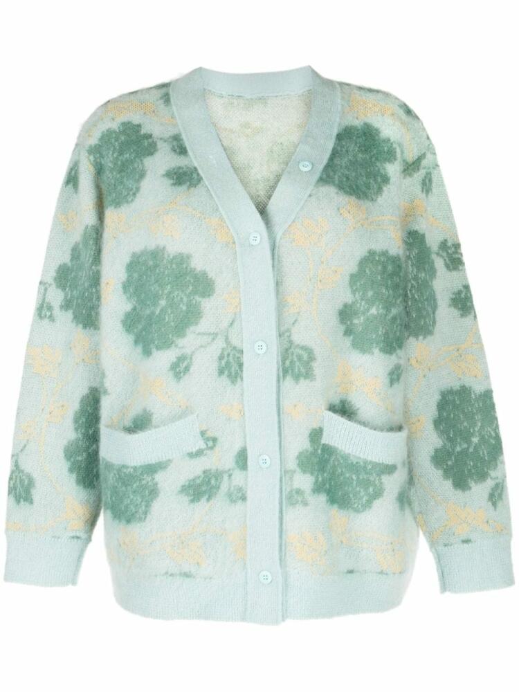 JNBY floral intarsia-knit V-neck cardigan - Green Cover