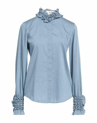 Le Sarte Pettegole Woman Shirt Pastel blue Viscose, Cotton, Silk Cover