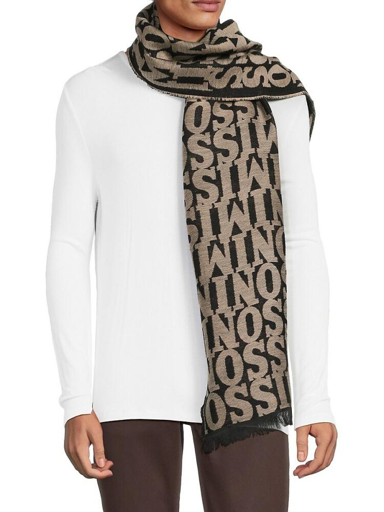 Missoni Men's Logo Wool Blend Scarf - Tan Black Cover