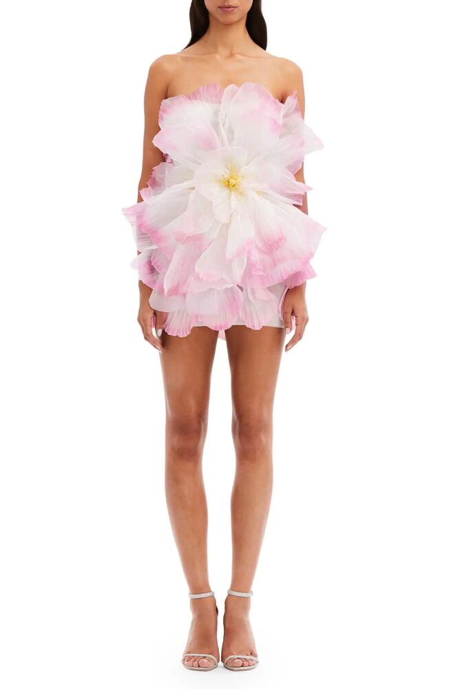 Oscar de la Renta Floral Strapless Organza Minidress in Soft Pink Cover