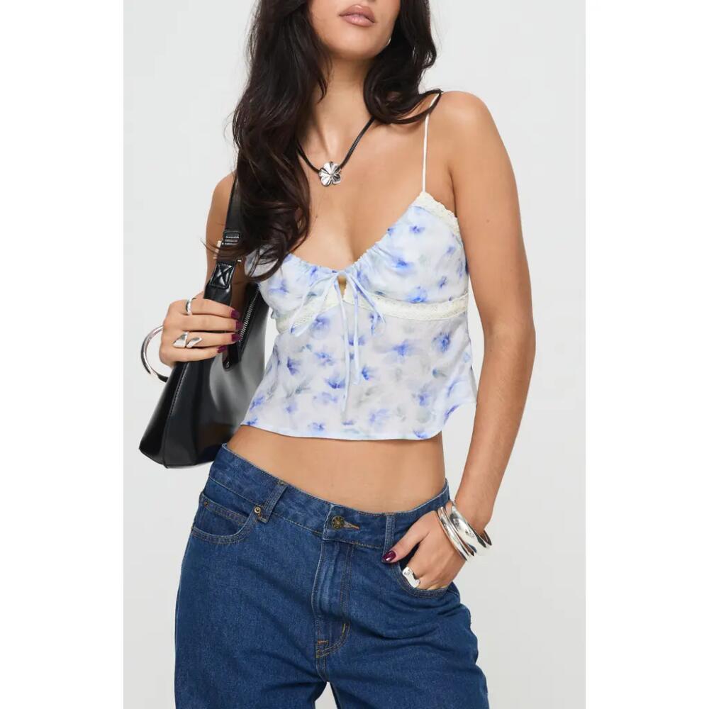 Princess Polly Karta Floral Camisole in White /Blue Cover