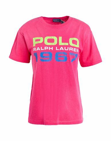 Polo Ralph Lauren Logo Cotton Jersey Tee Woman T-shirt Fuchsia Cotton Cover