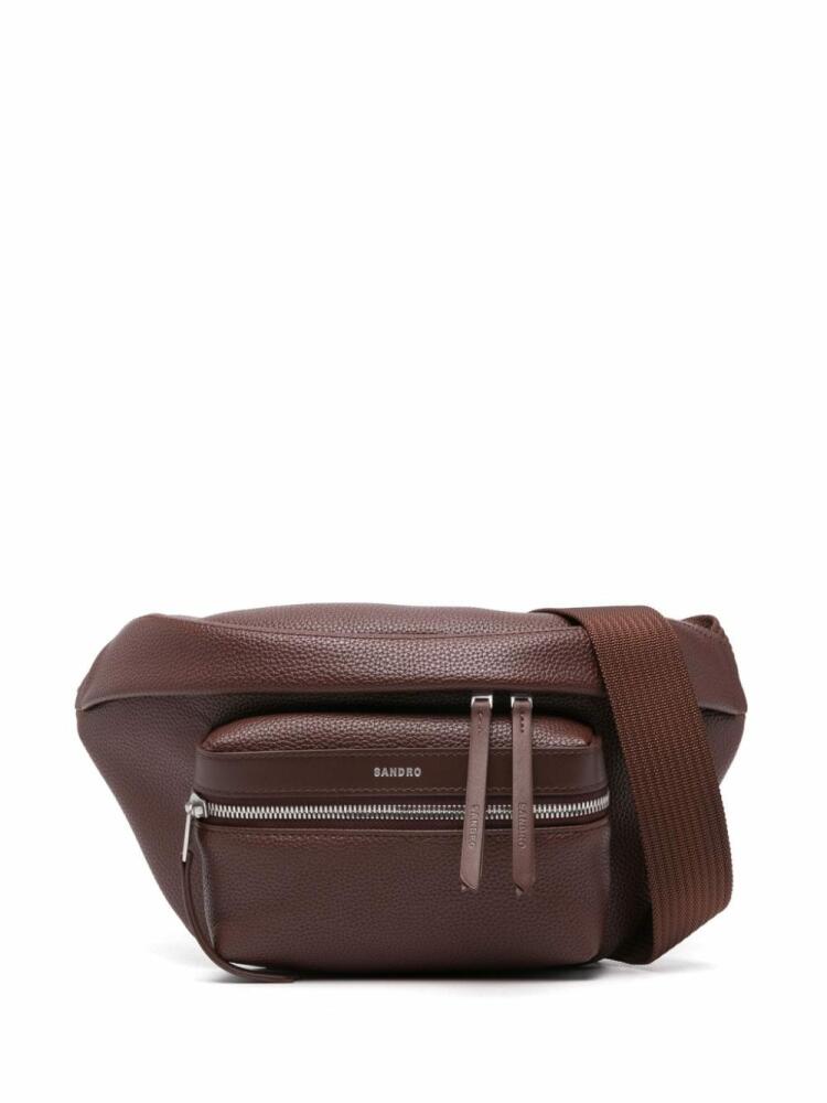 SANDRO coated-finish zipped belt bag - Brown Cover