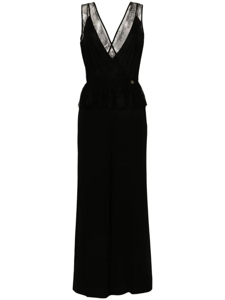 TWINSET lace-panel crepe jumpsuit - Black Cover