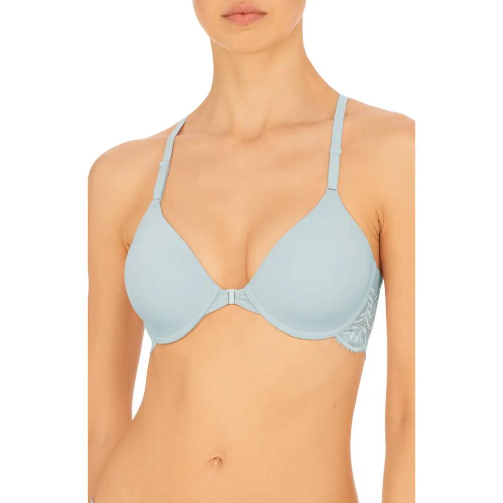 Natori Underwire Front Close Contour Bra in Blue/White Cover