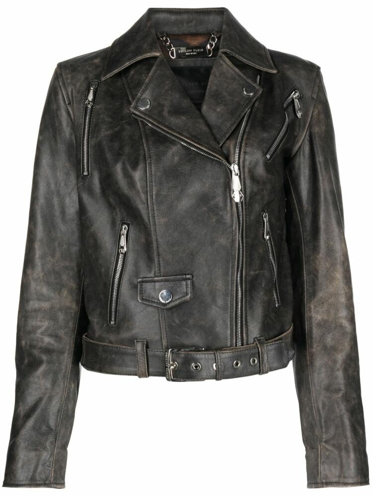 Philipp Plein leather biker jacket - Black Cover