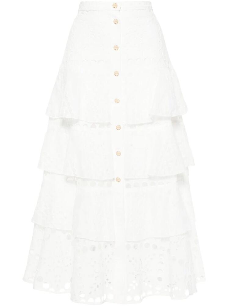 SANDRO broderie-anglaise midi skirt - White Cover