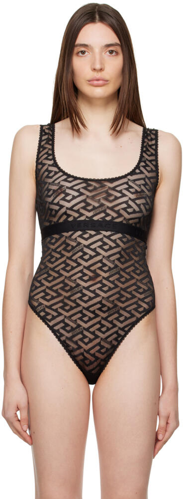 Versace Underwear Black 'La Greca' Bodysuit Cover