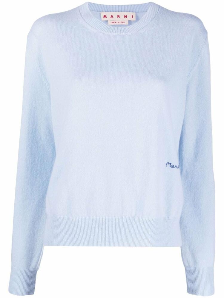 Marni logo-embroidered cashmere jumper - Blue Cover